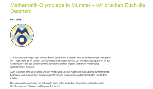 Mathematik Olympiade Wilhelm Hittorf Gymnasium Münster